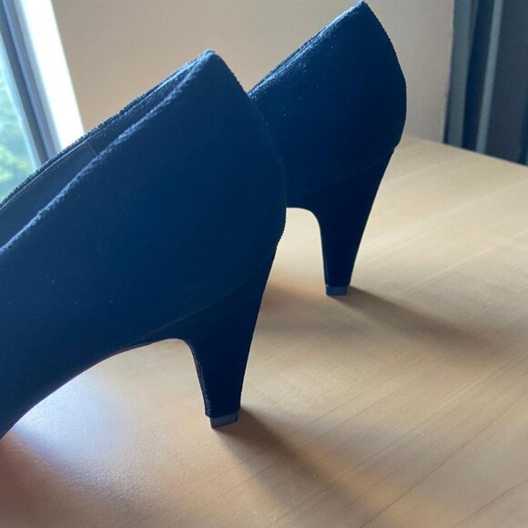 Evan Picone Vintage Black Velvet & Satin Shoes with Detachable Rhinestone Clips - Picture 5 of 12